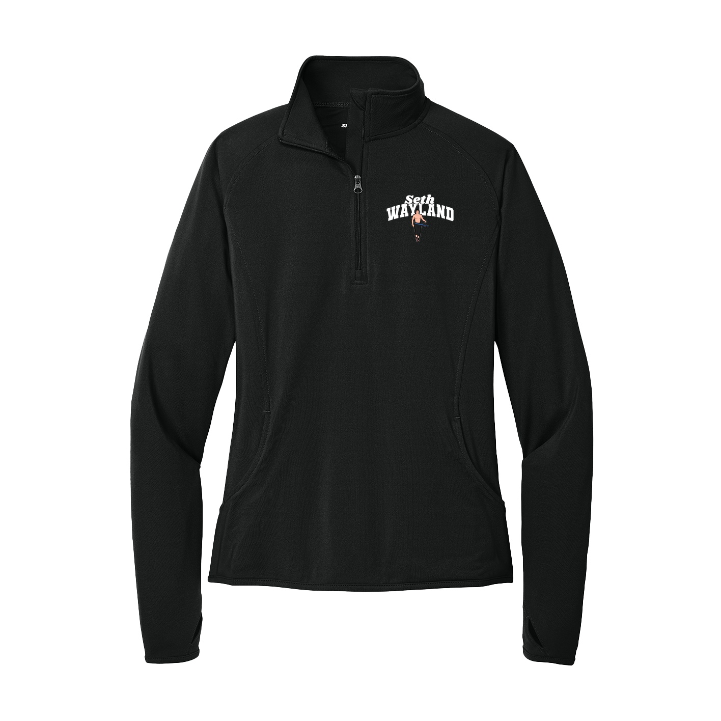 Women's Q-Zip Pullover — Signature Arch in Black