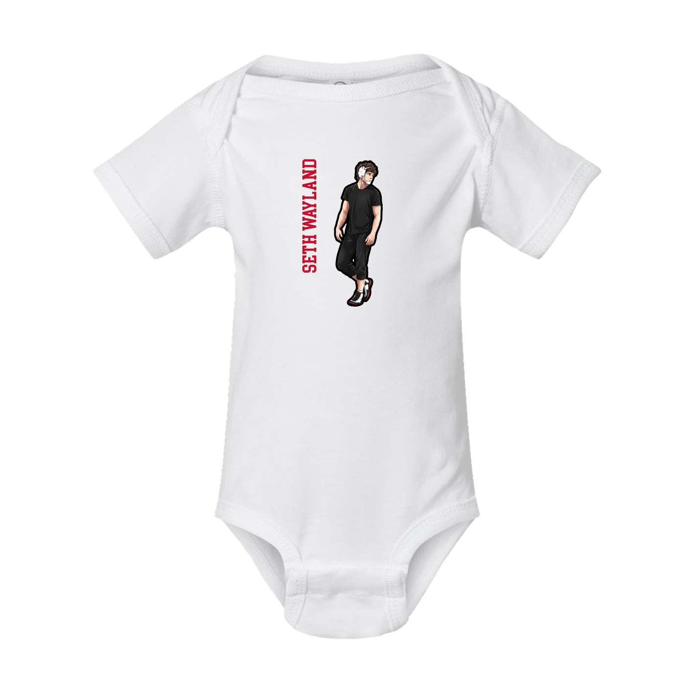 Baby Onesie — Name Vertical in White