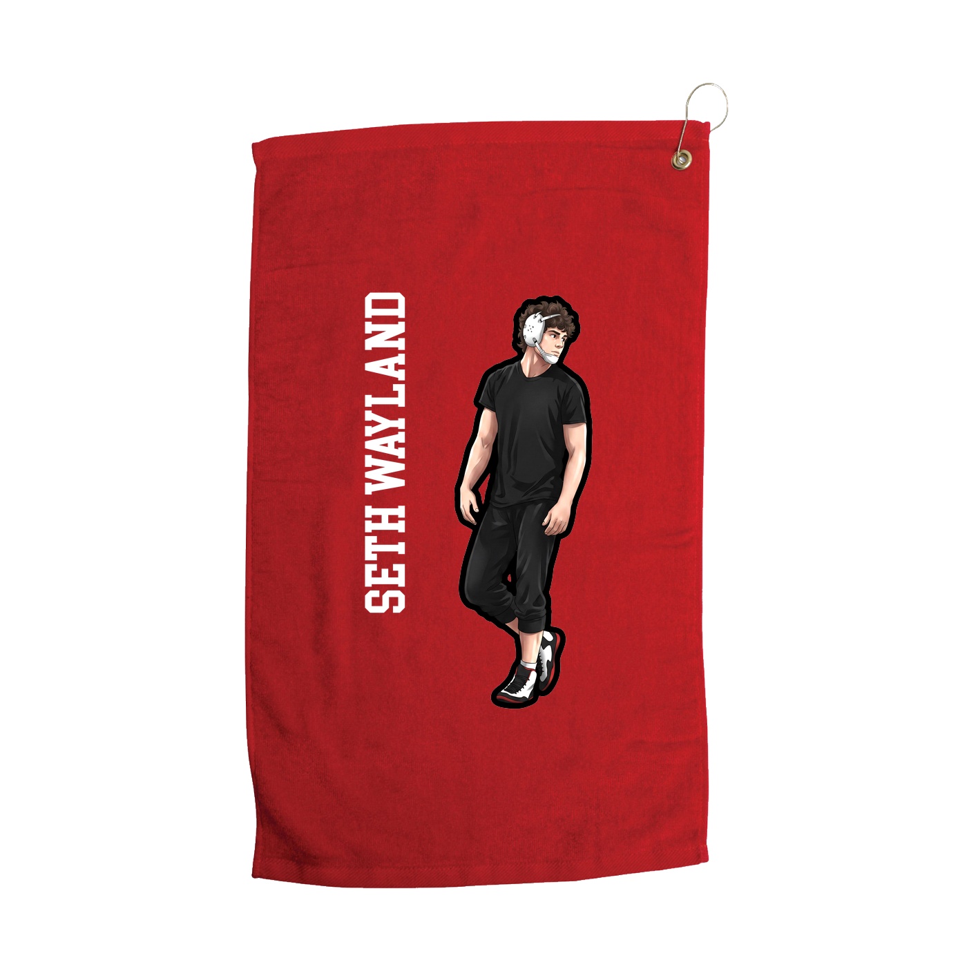 Golf Towel — Name Vertical in Red