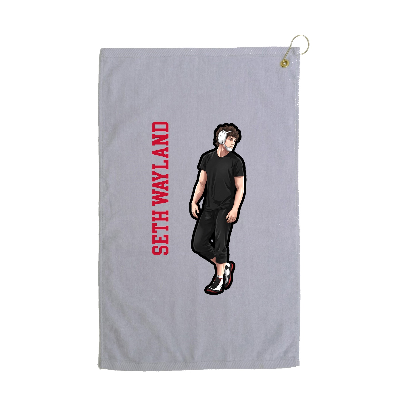 Golf Towel — Name Vertical in Grey
