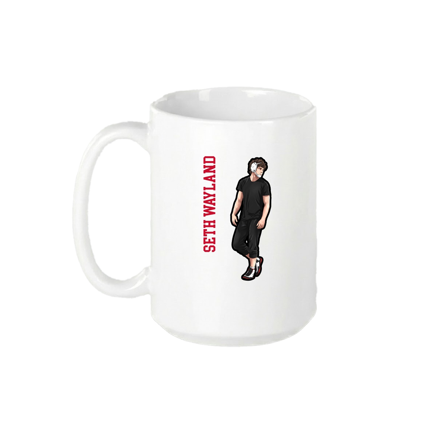 15oz Coffee Mug — Name Vertical in White