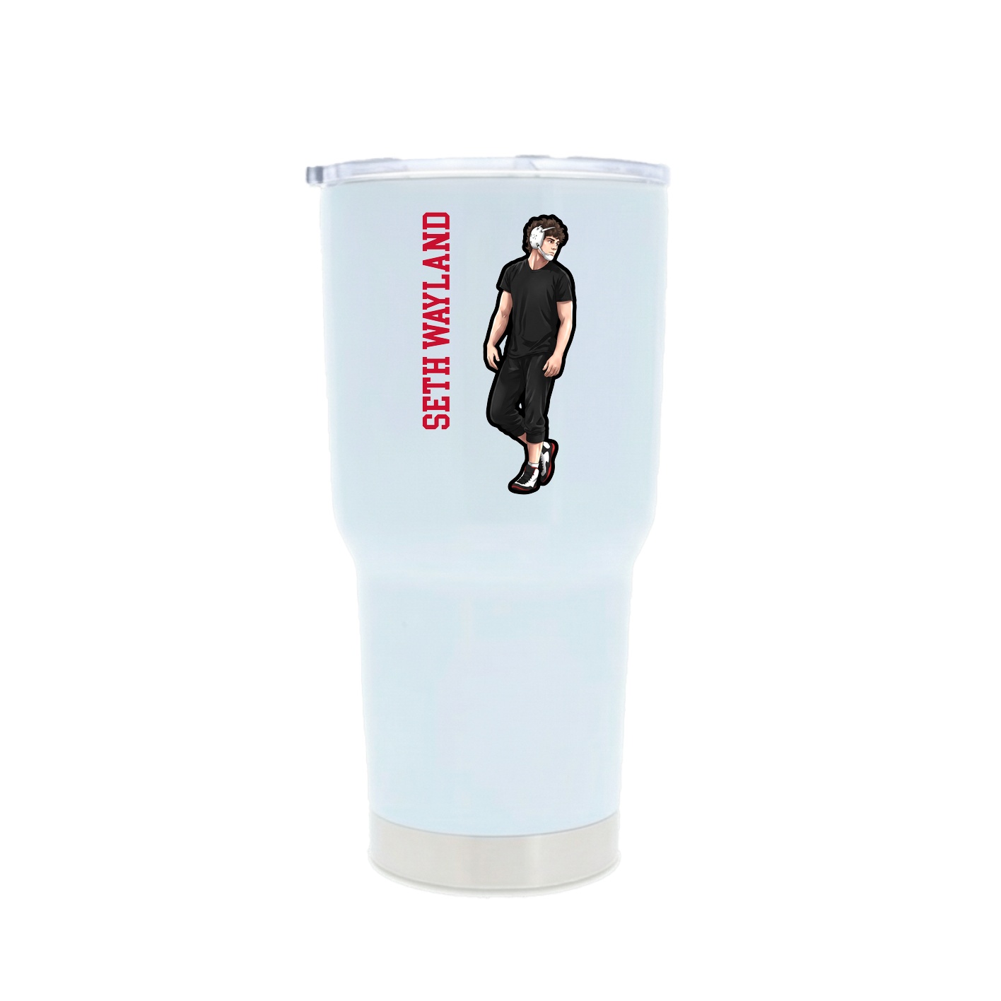 30oz Stainless Steel Tumbler — Name Vertical in White