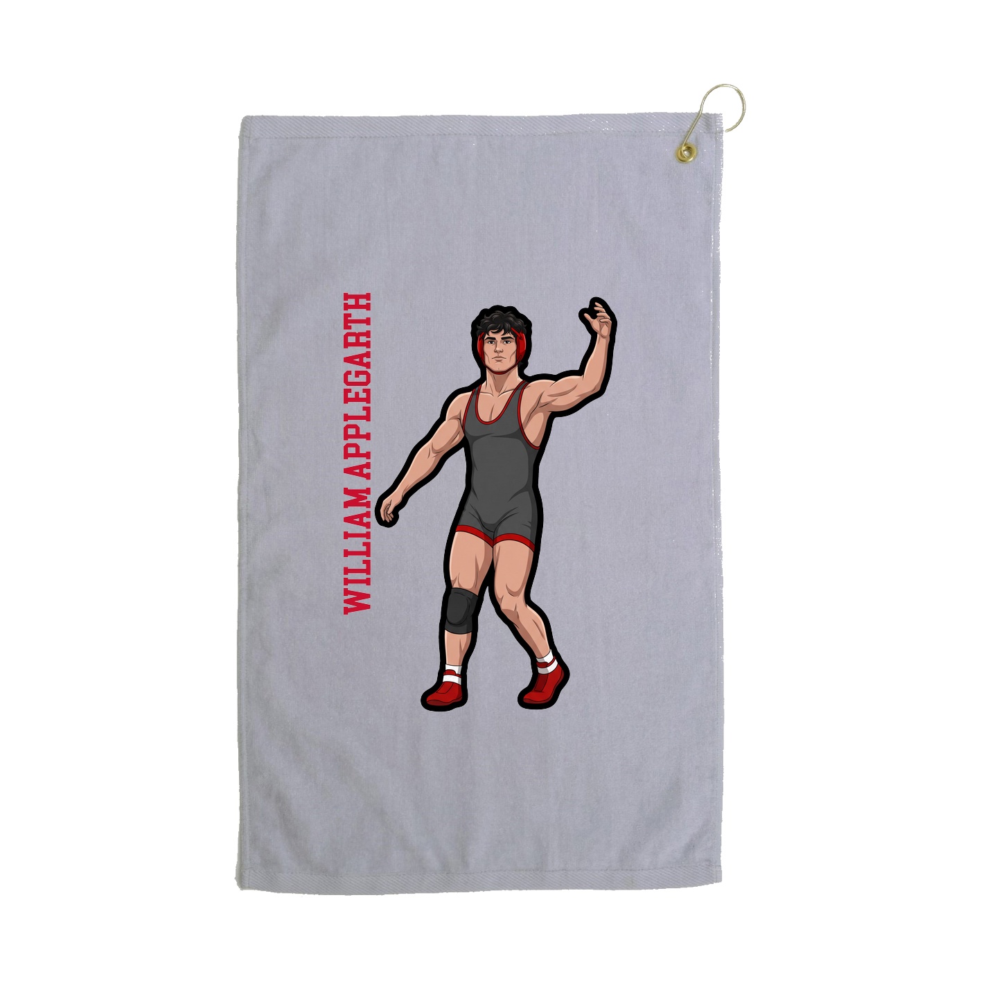 Golf Towel — Name Vertical in Grey
