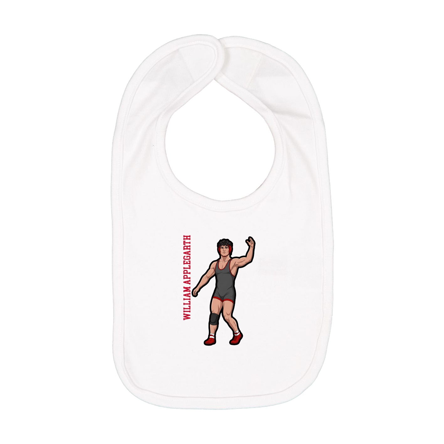 Infant Bib — Name Vertical in White