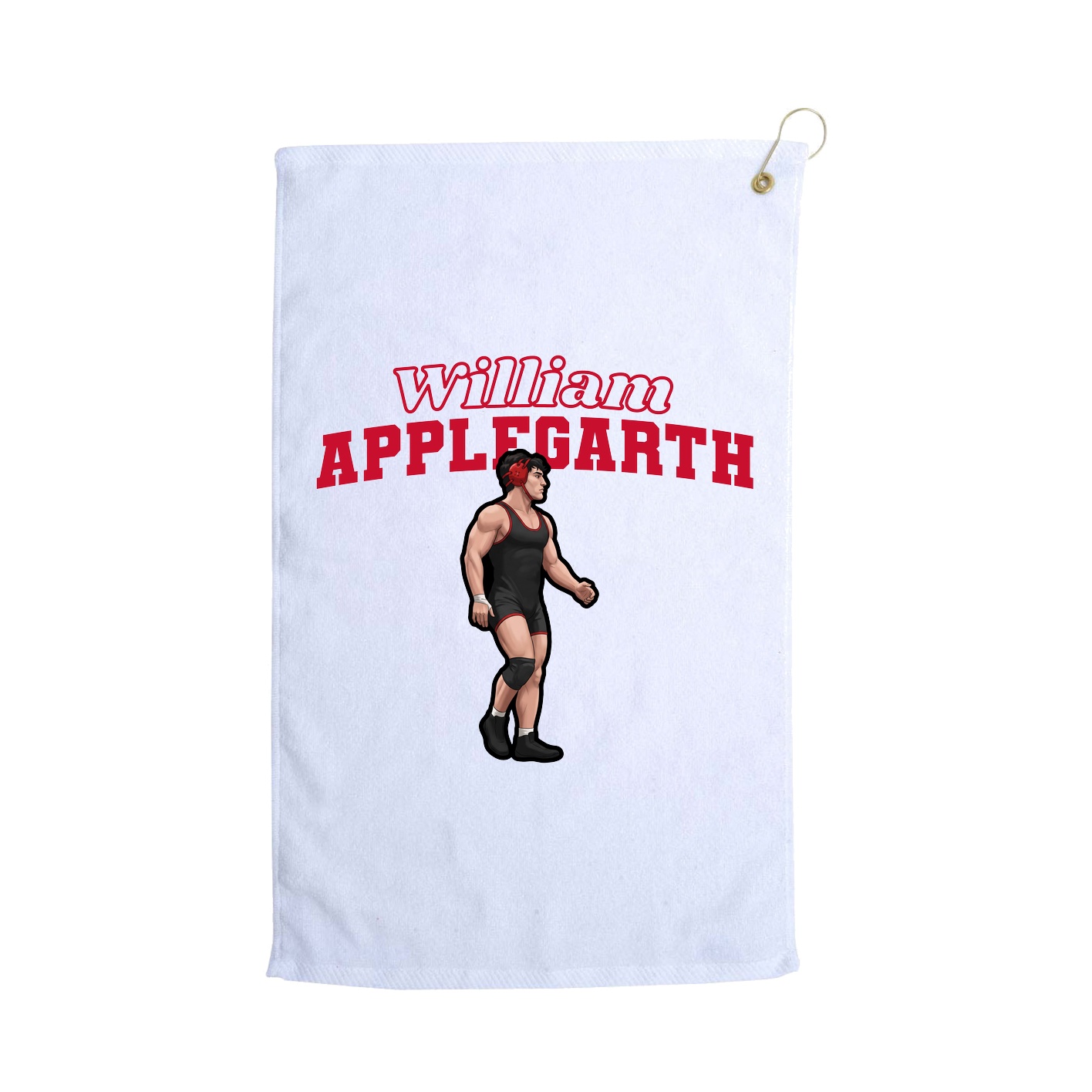 Golf Towel — Name Arch in White