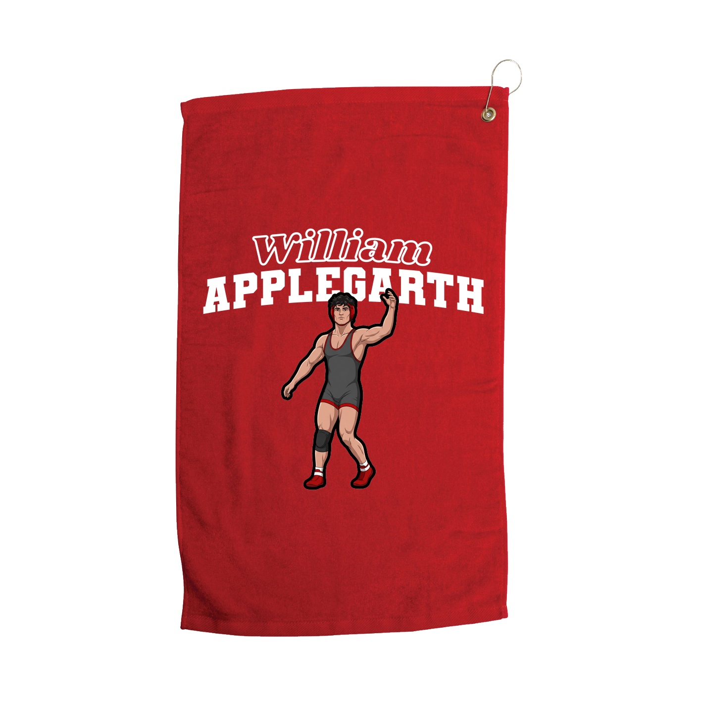 Golf Towel — Name Arch in Red
