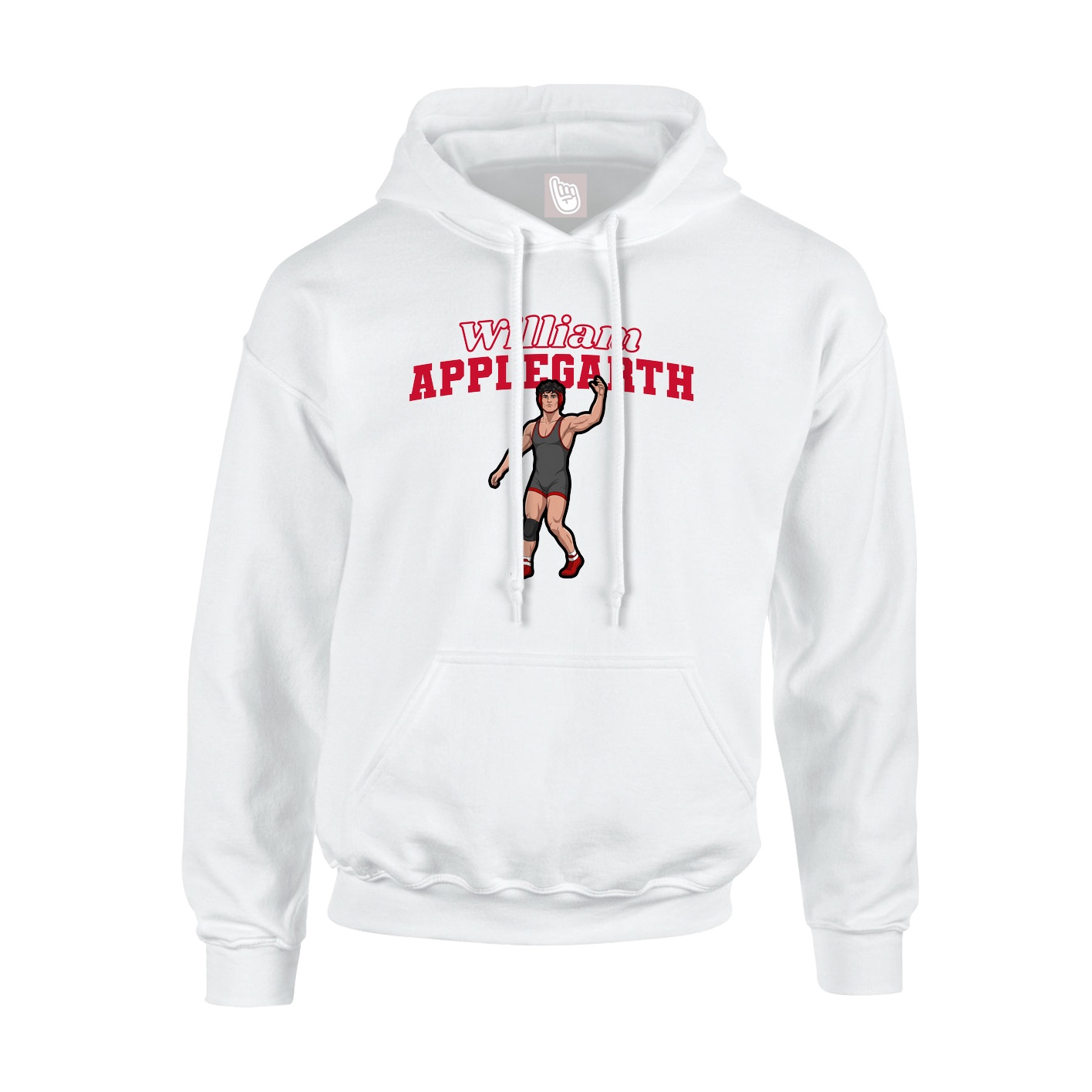 Youth Hoodie — Name Arch in White