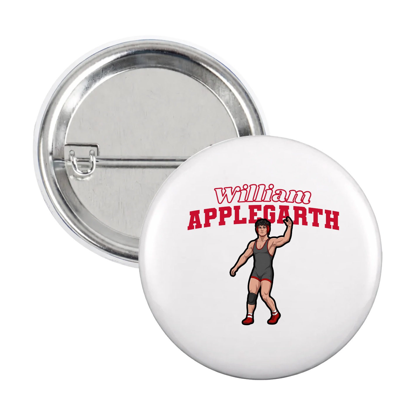 Game Day Button — Name Arch in White