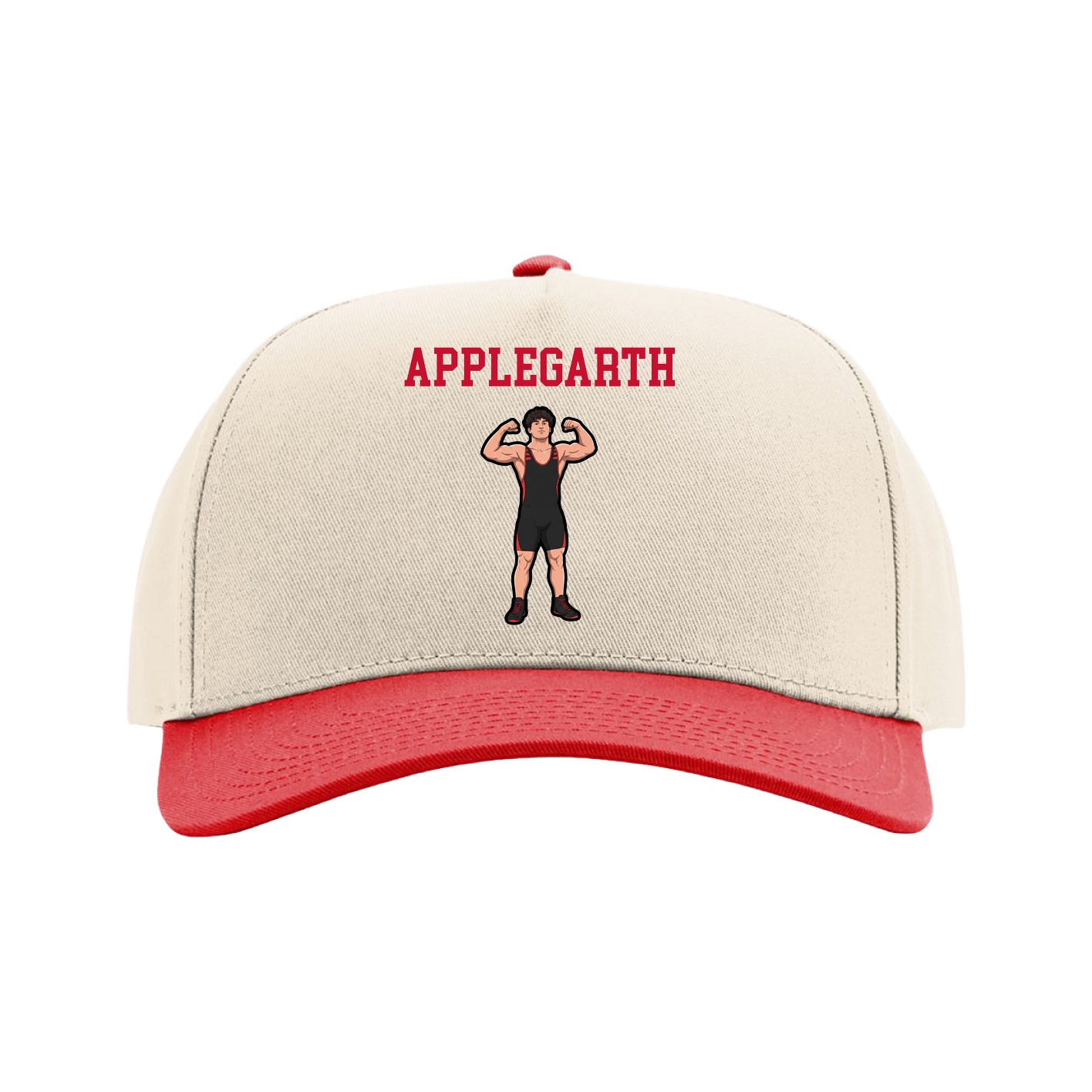 Full Fabric Five-Panel Champ Cap — Shirsey in Cream/Red