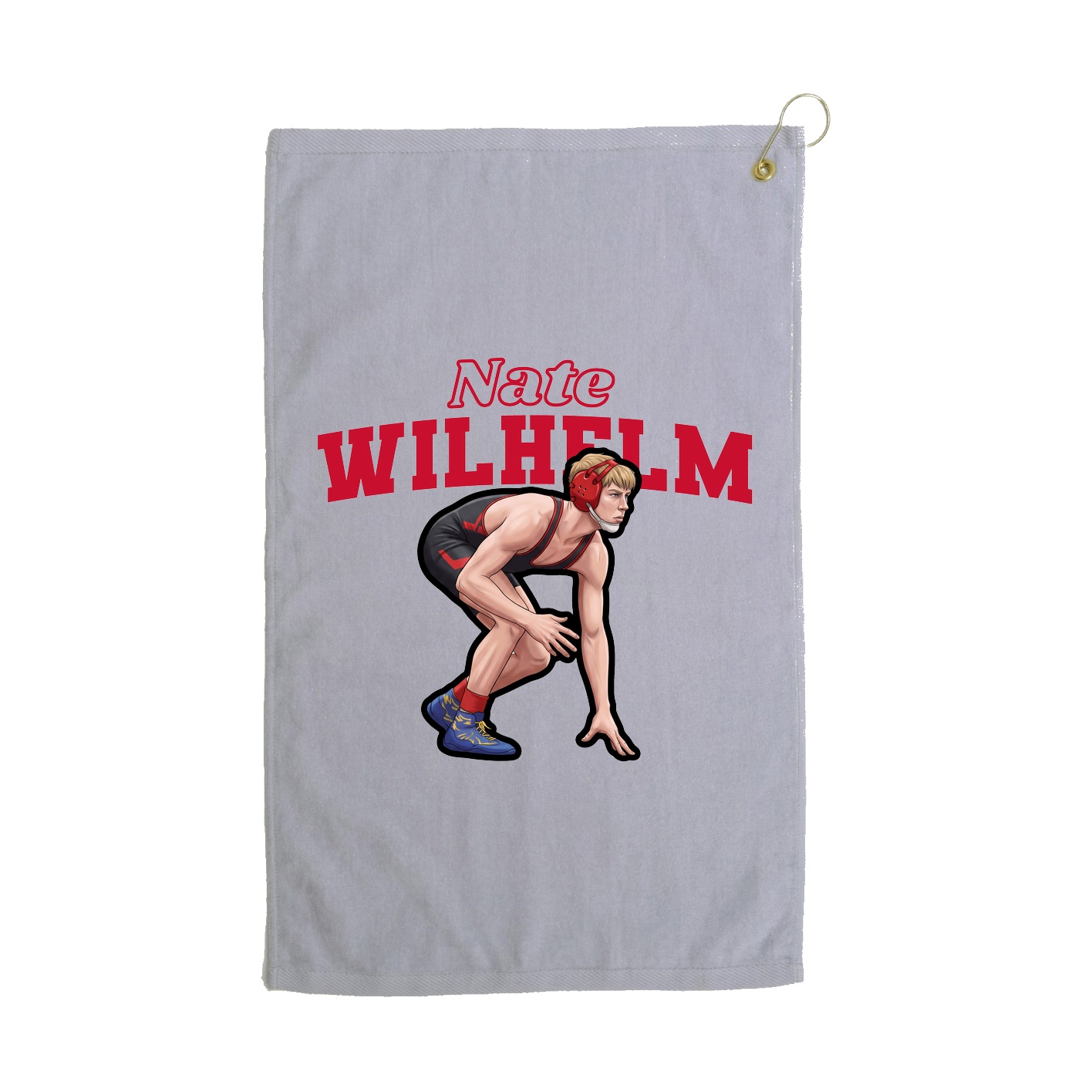 Golf Towel — Name Arch in Grey