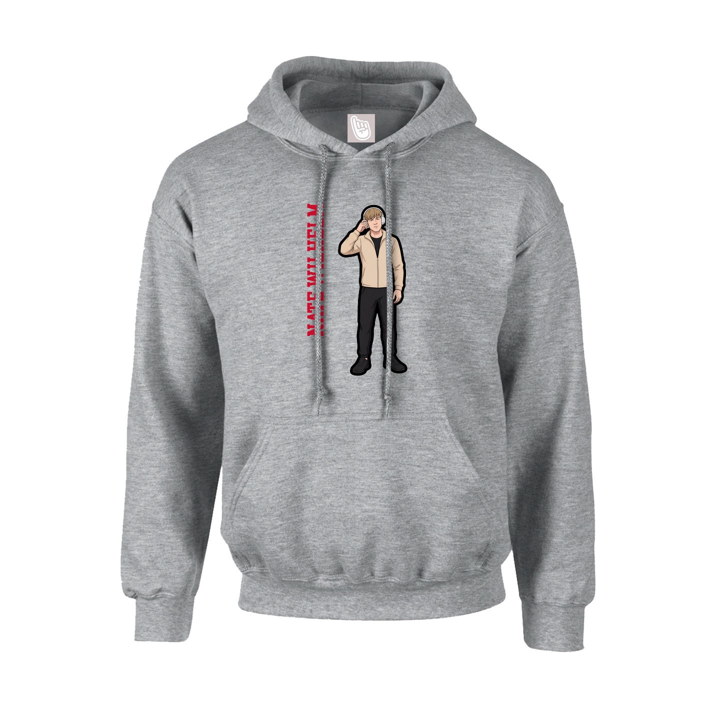 Youth Hoodie — Name Vertical in Grey