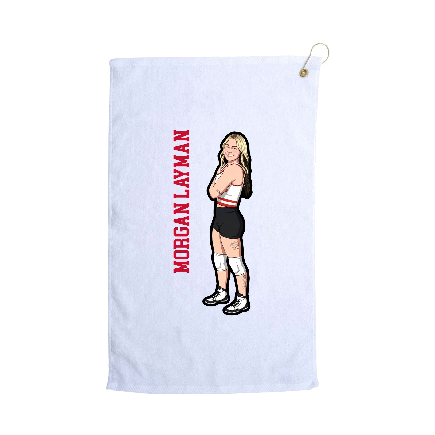 Golf Towel — Name Vertical in White