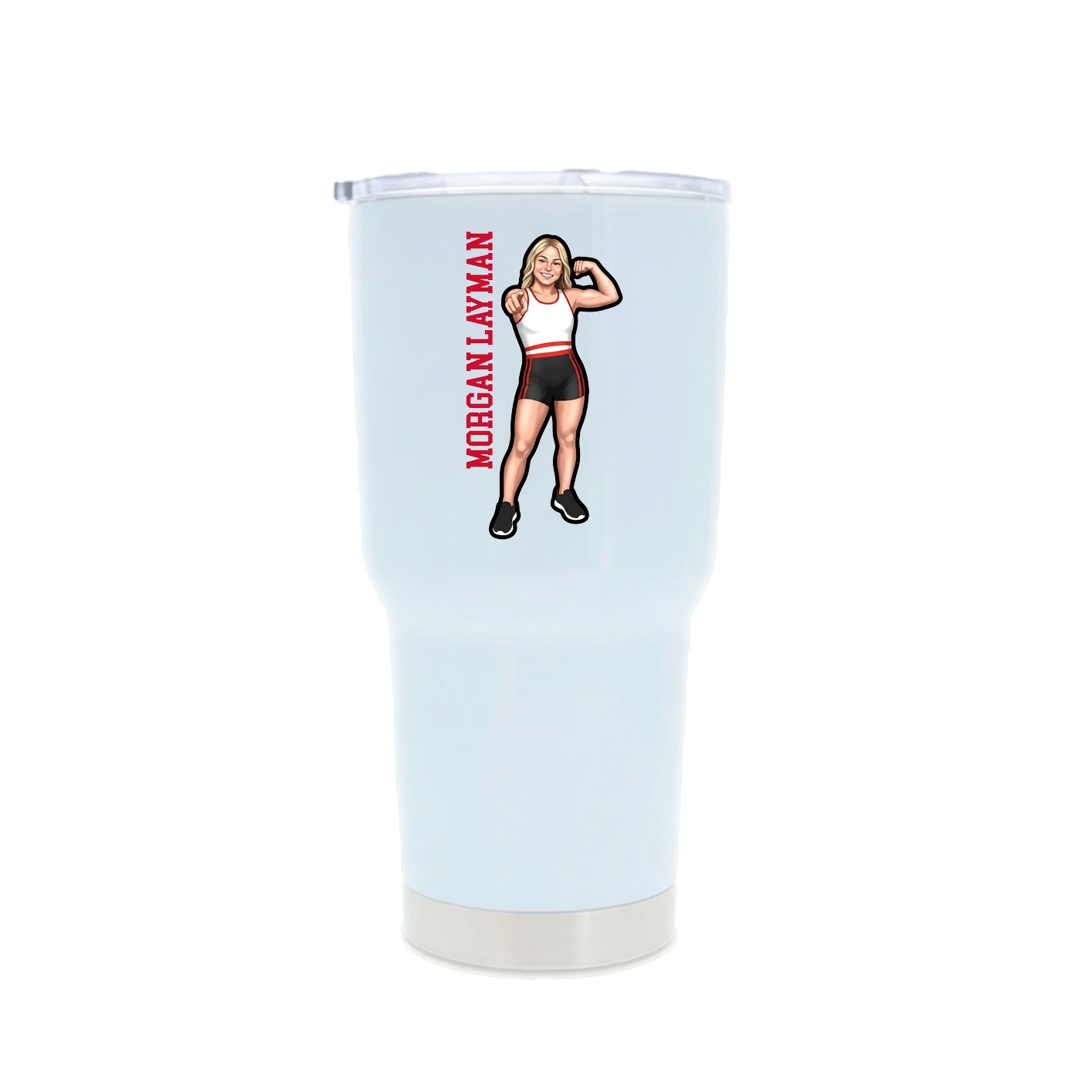 30oz Stainless Steel Tumbler — Name Vertical in White