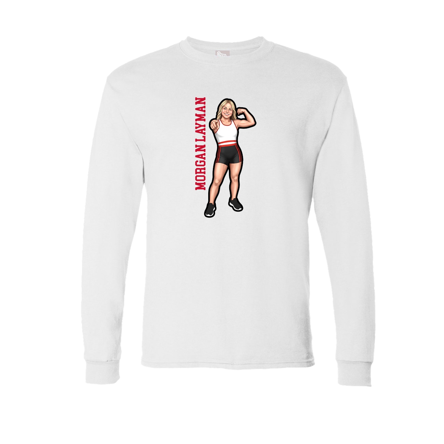 Long Sleeve Tee — Name Vertical in White