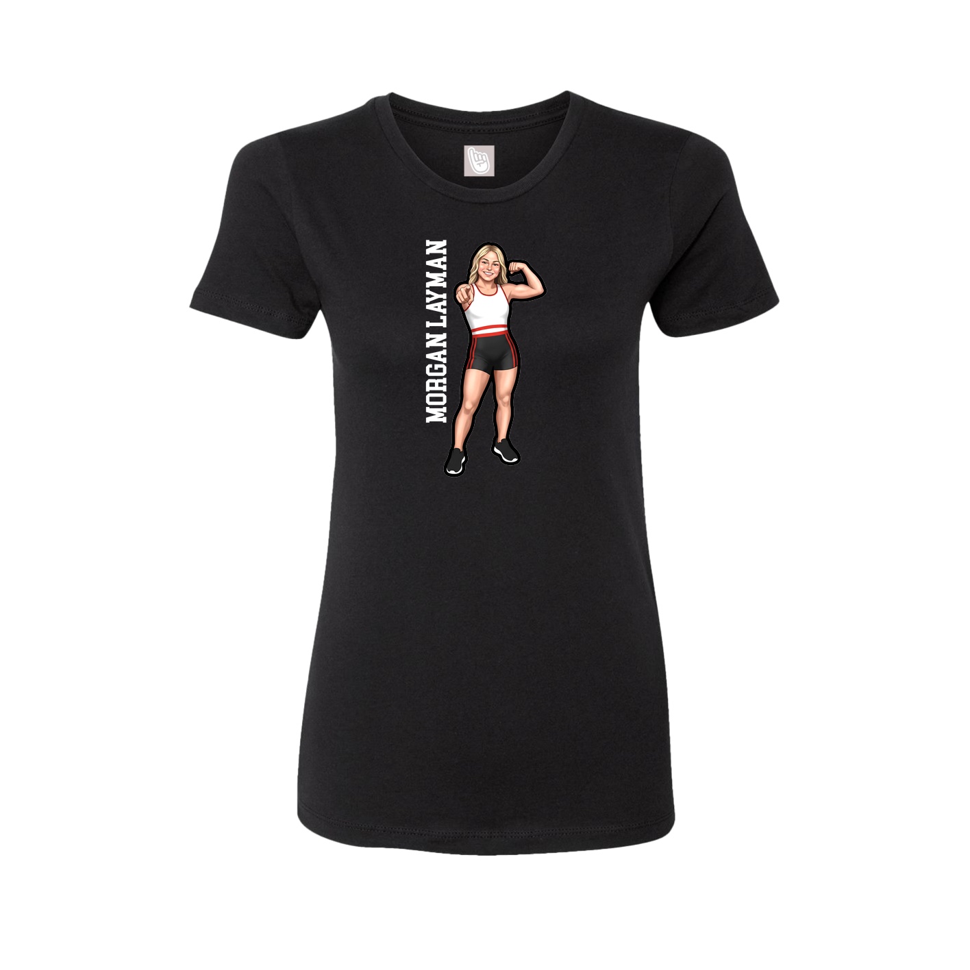 Fitted Women's Tee — Name Vertical in Black