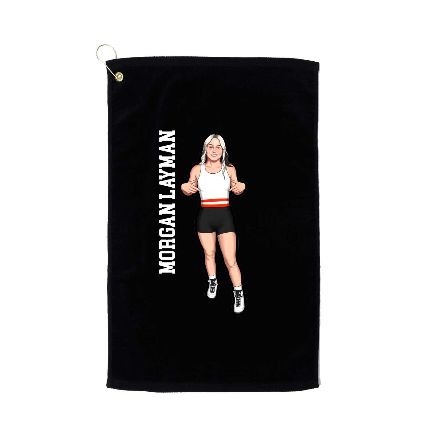 Golf Towel — Name Vertical in Black