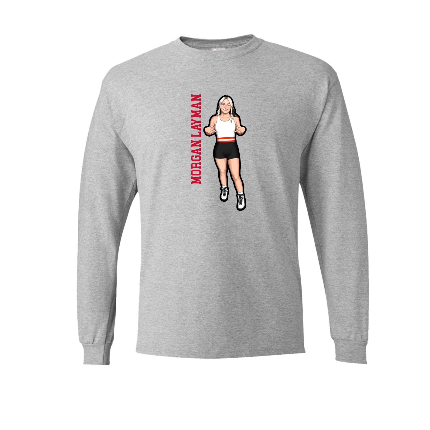 Long Sleeve Tee — Name Vertical in Grey