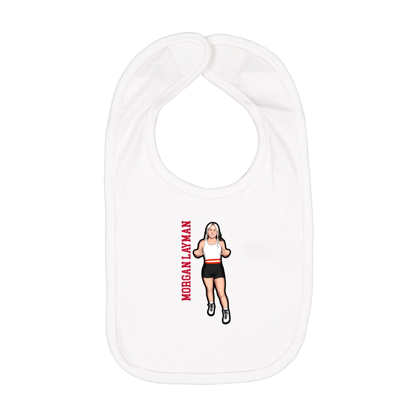 Infant Bib — Name Vertical in White