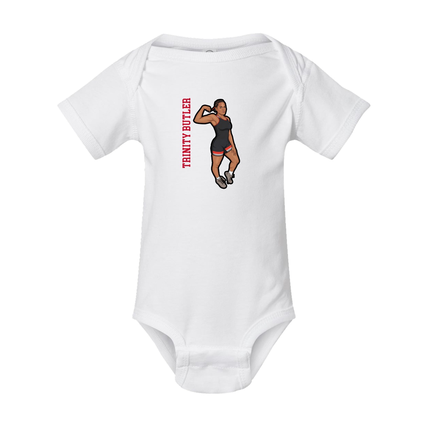 Baby Onesie — Name Vertical in White
