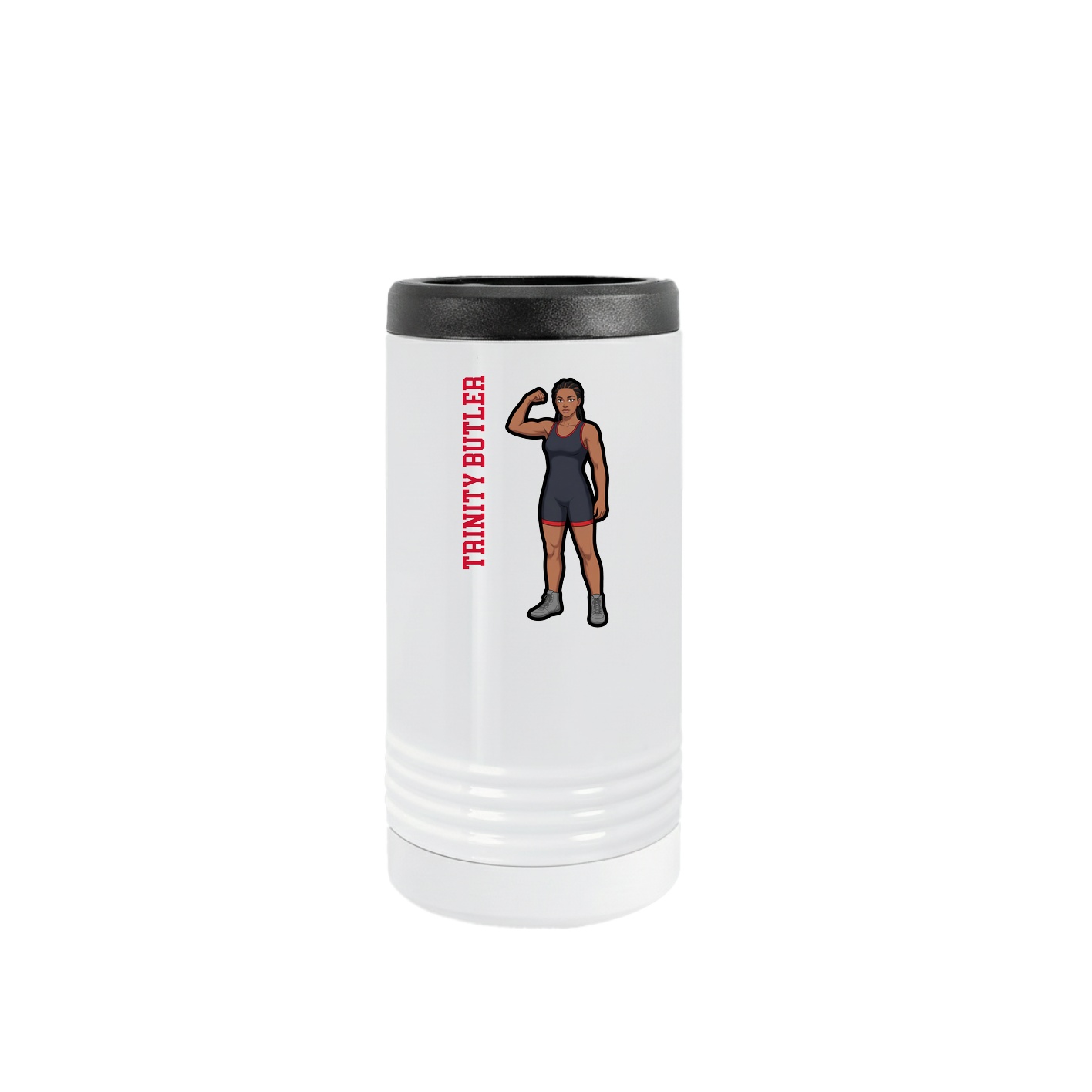 Slim Beverage Holder — Name Vertical in White
