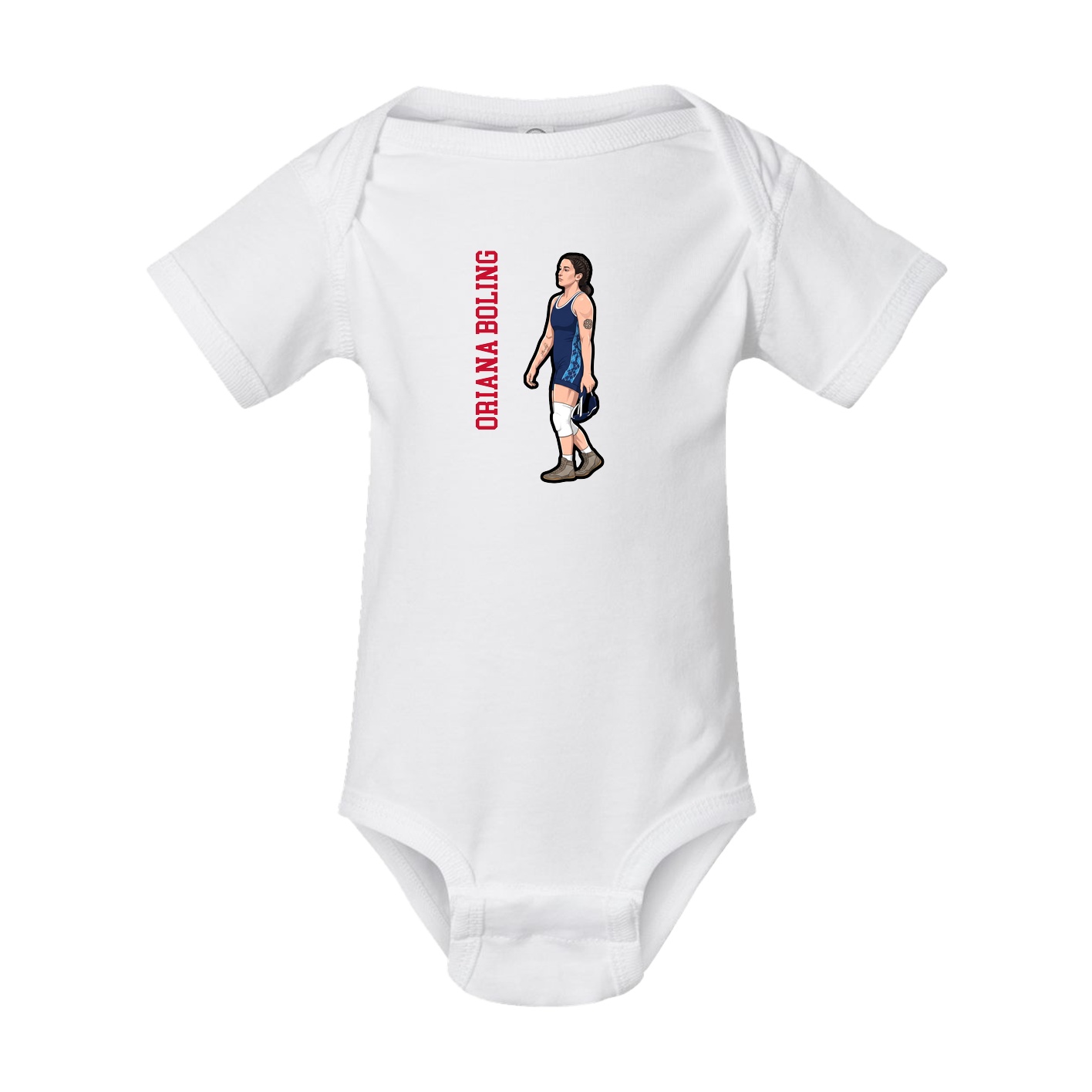 Baby Onesie — Name Vertical in White