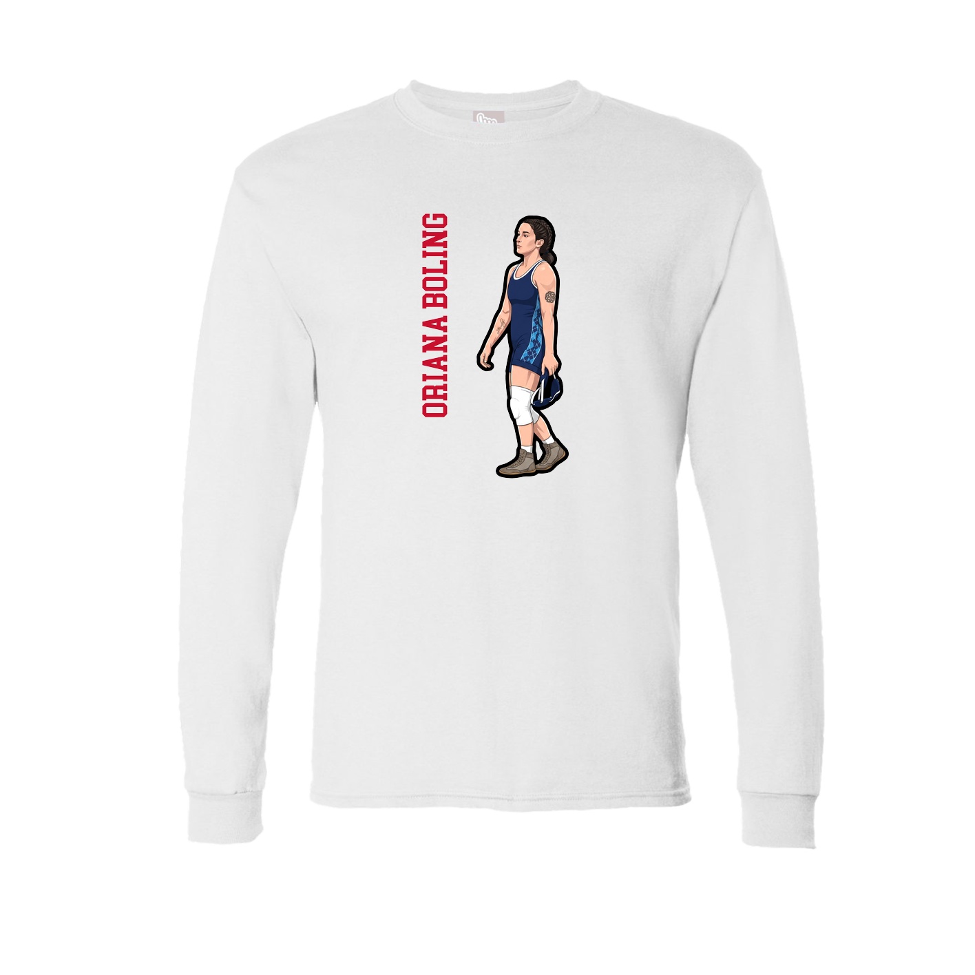 Long Sleeve Tee — Name Vertical in White