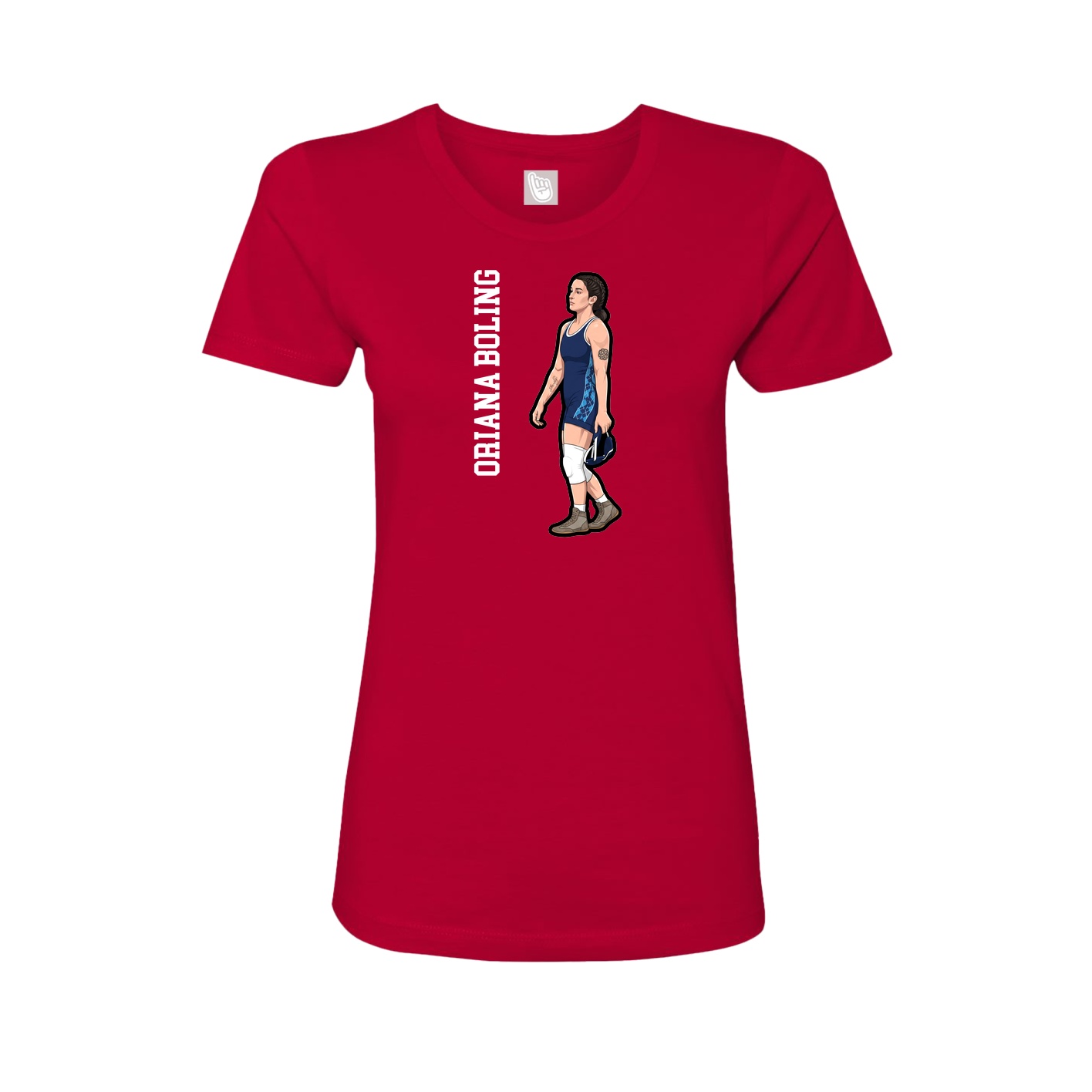 Womens Tee — Name Vertical in Red