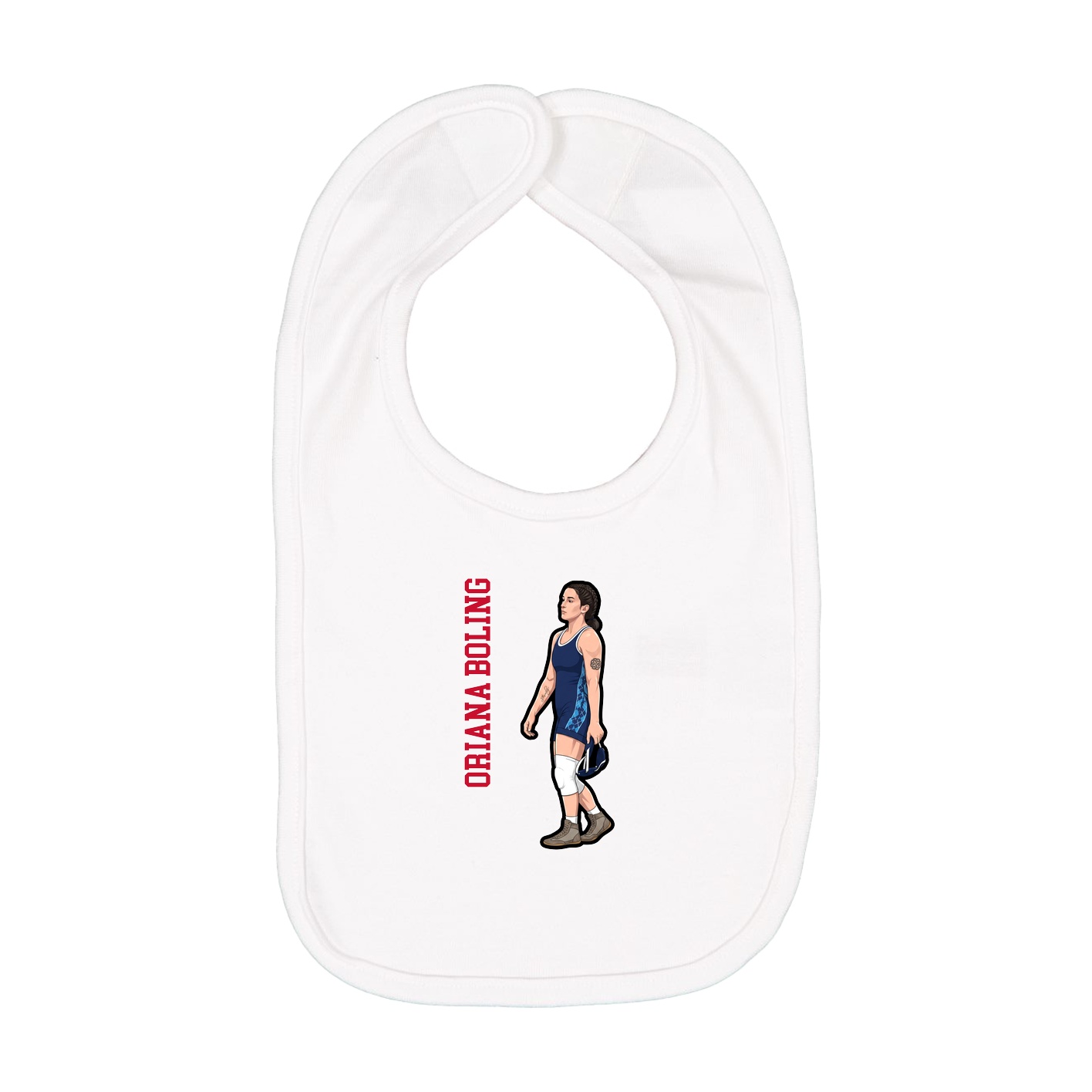 Infant Bib — Name Vertical in White