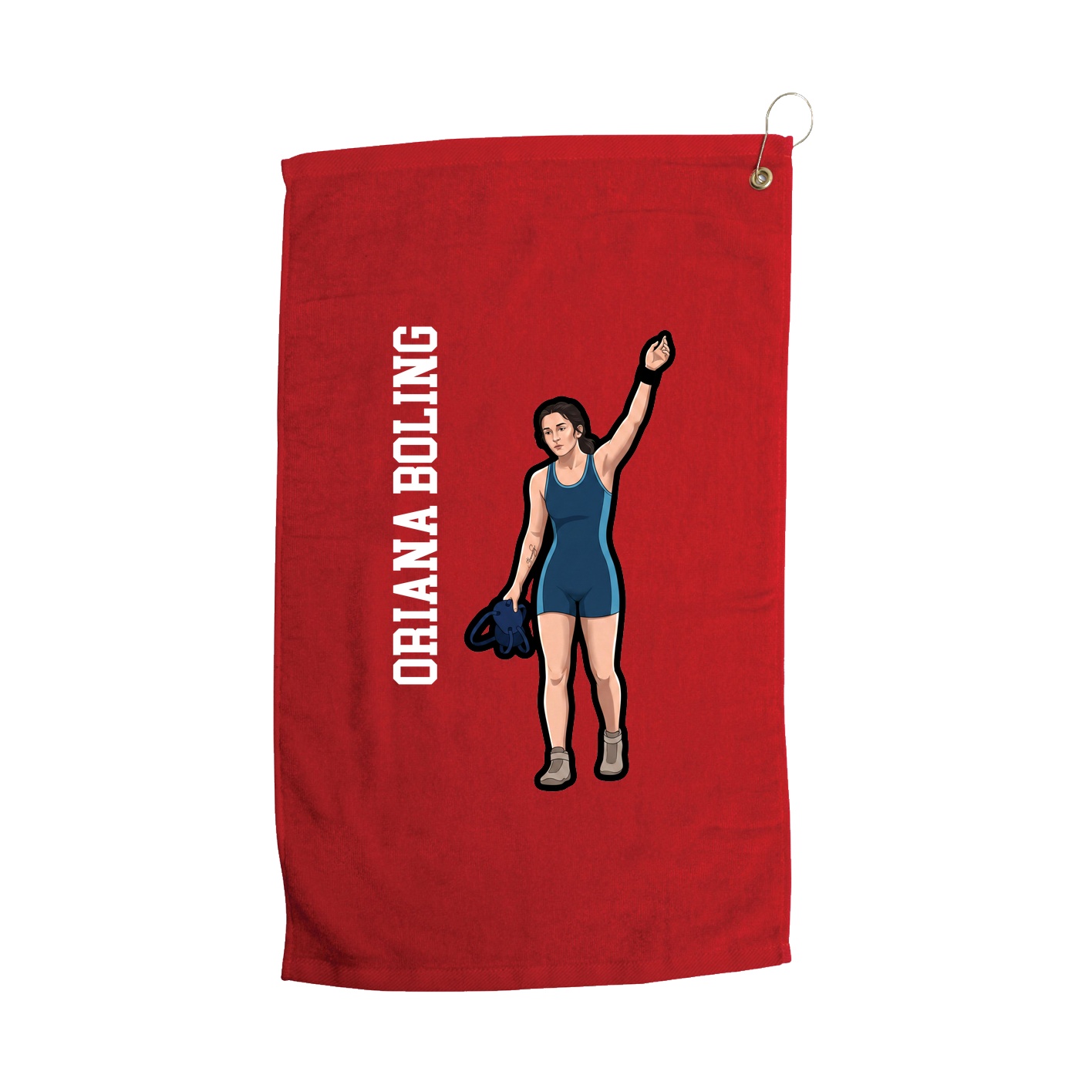 Golf Towel — Name Vertical in Red