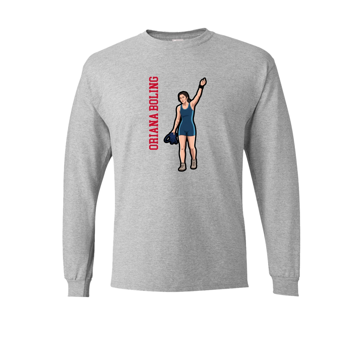 Long Sleeve Tee — Name Vertical in Grey
