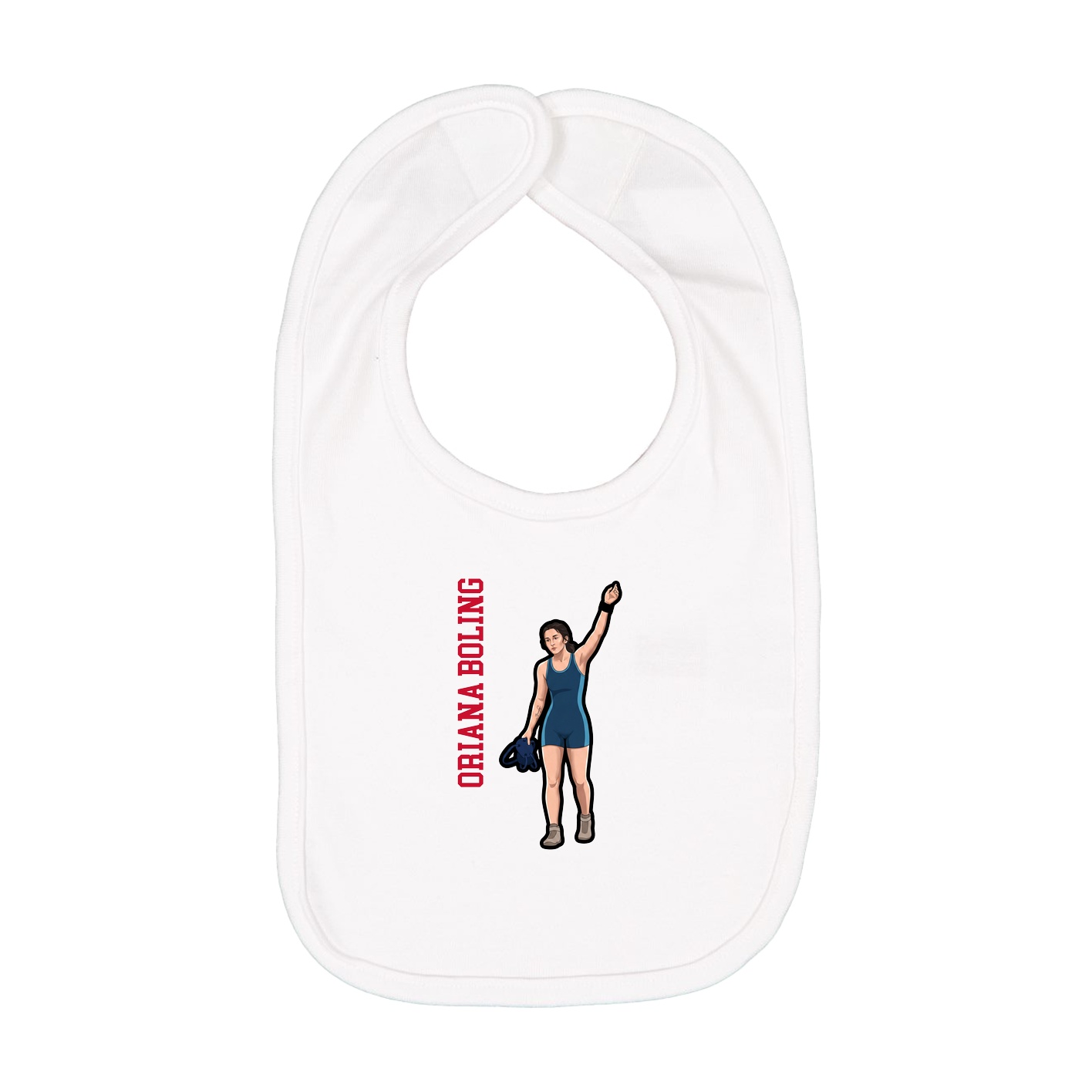 Infant Bib — Name Vertical in White