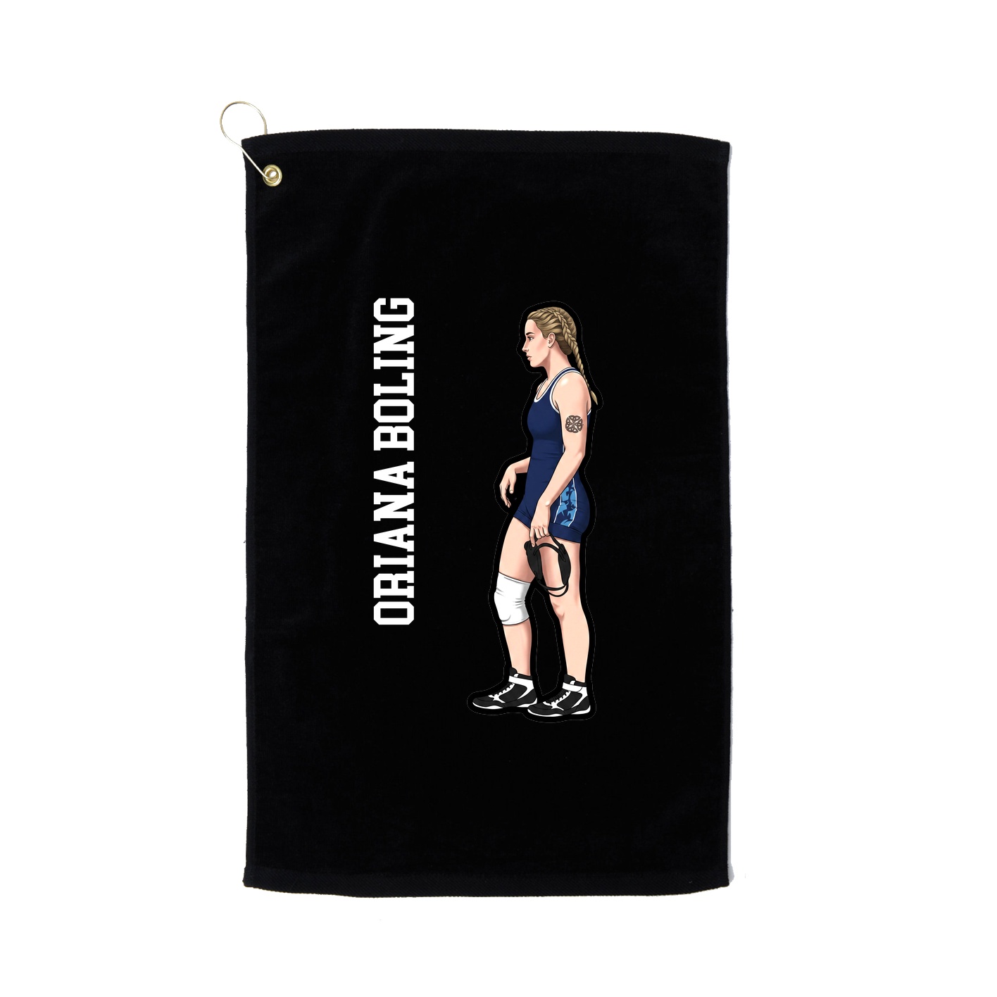 Golf Towel — Name Vertical in Black