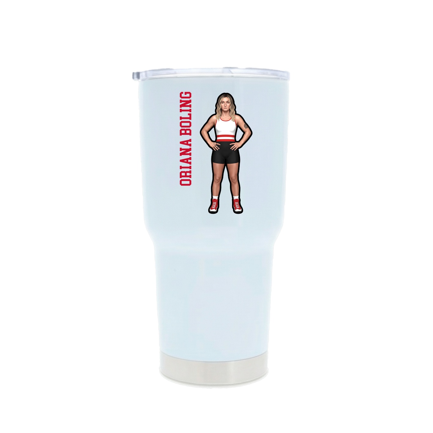 30oz Stainless Steel Tumbler — Name Vertical in White