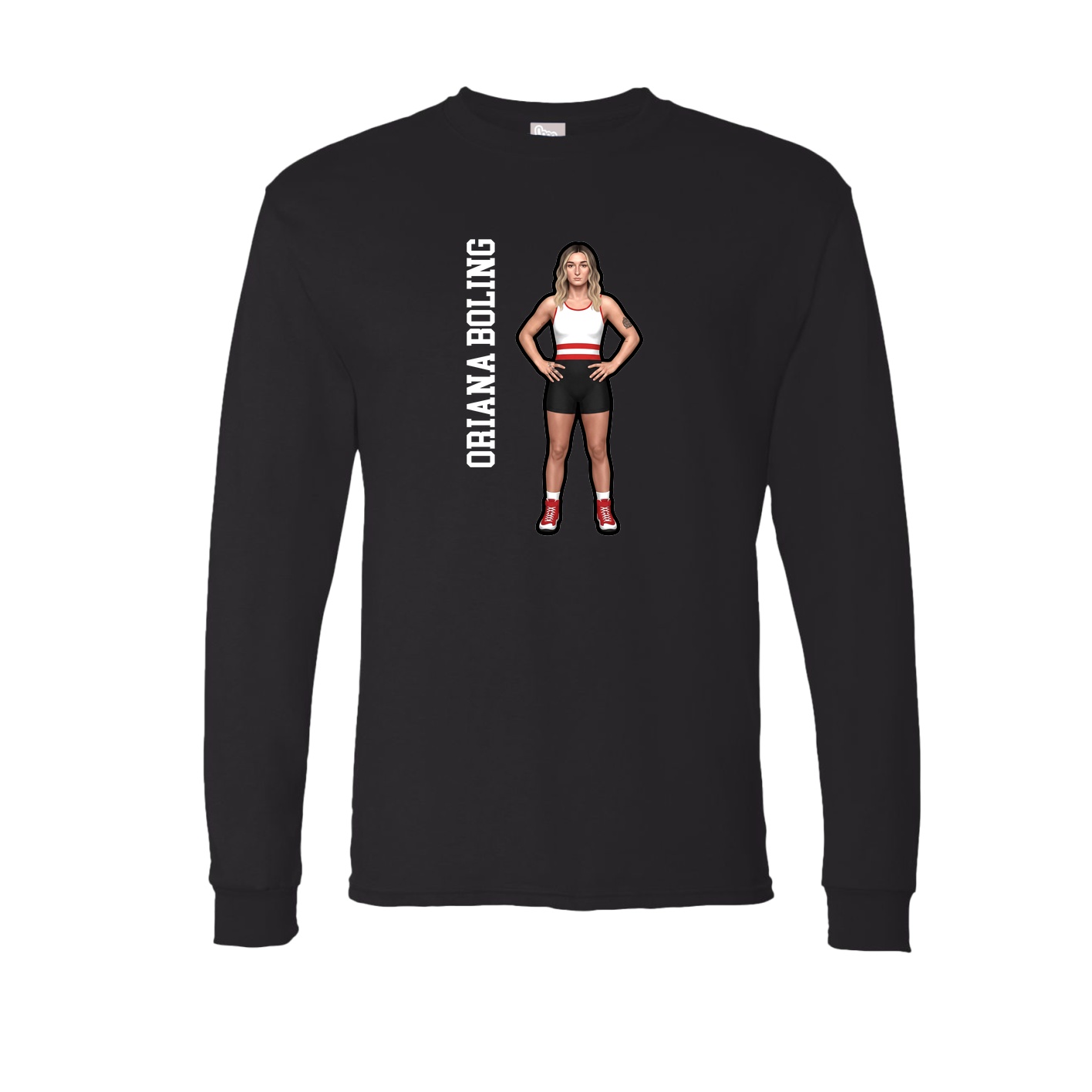 Long Sleeve Tee — Name Vertical in Black