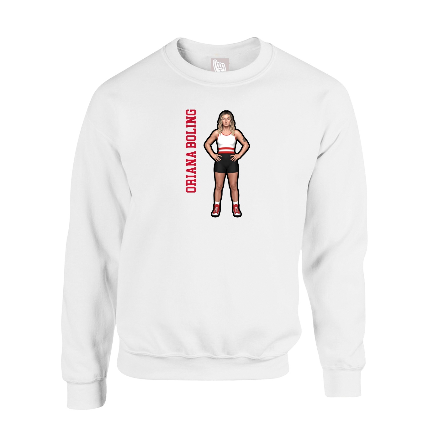 Fleece Crew — Name Vertical in White