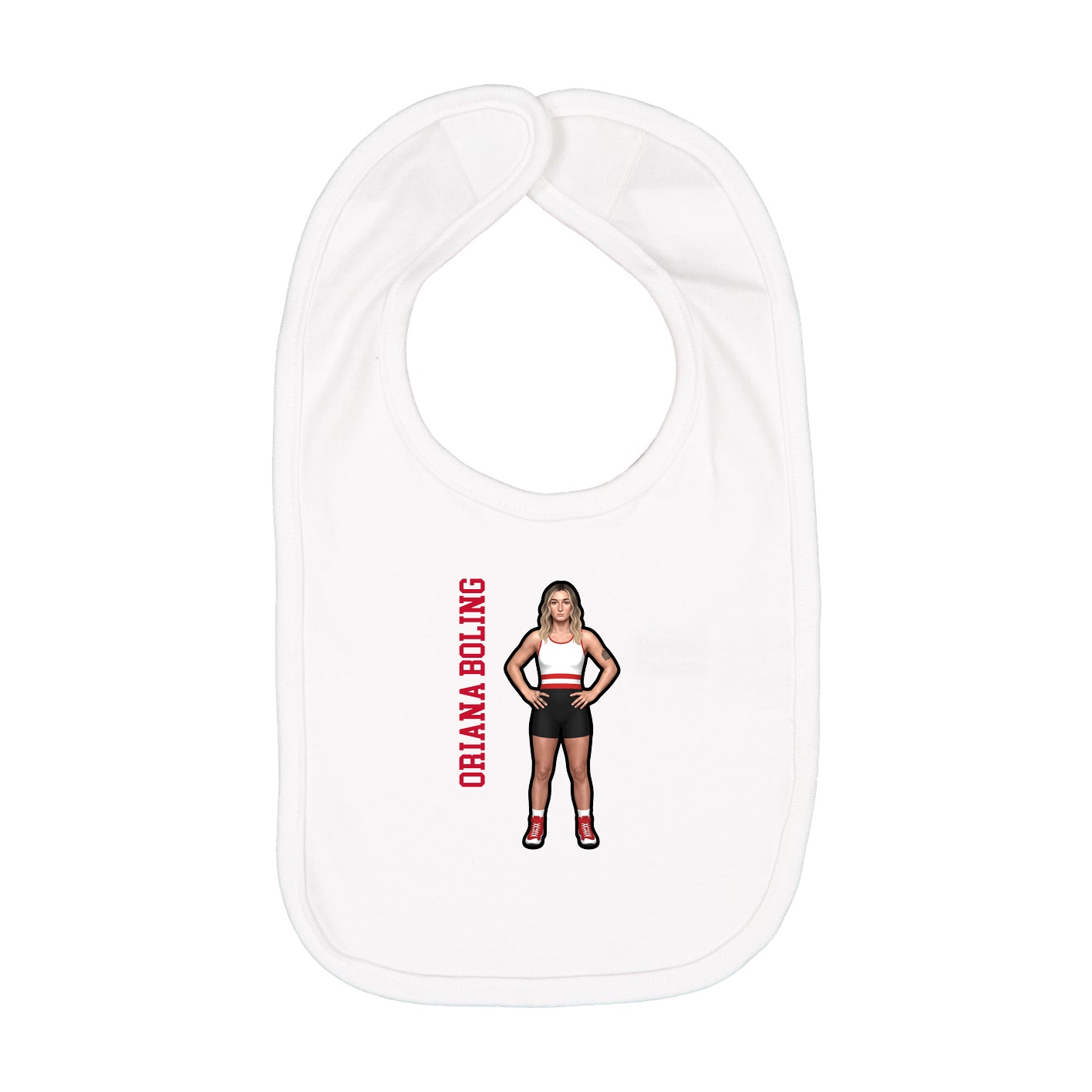 Infant Bib — Name Vertical in White