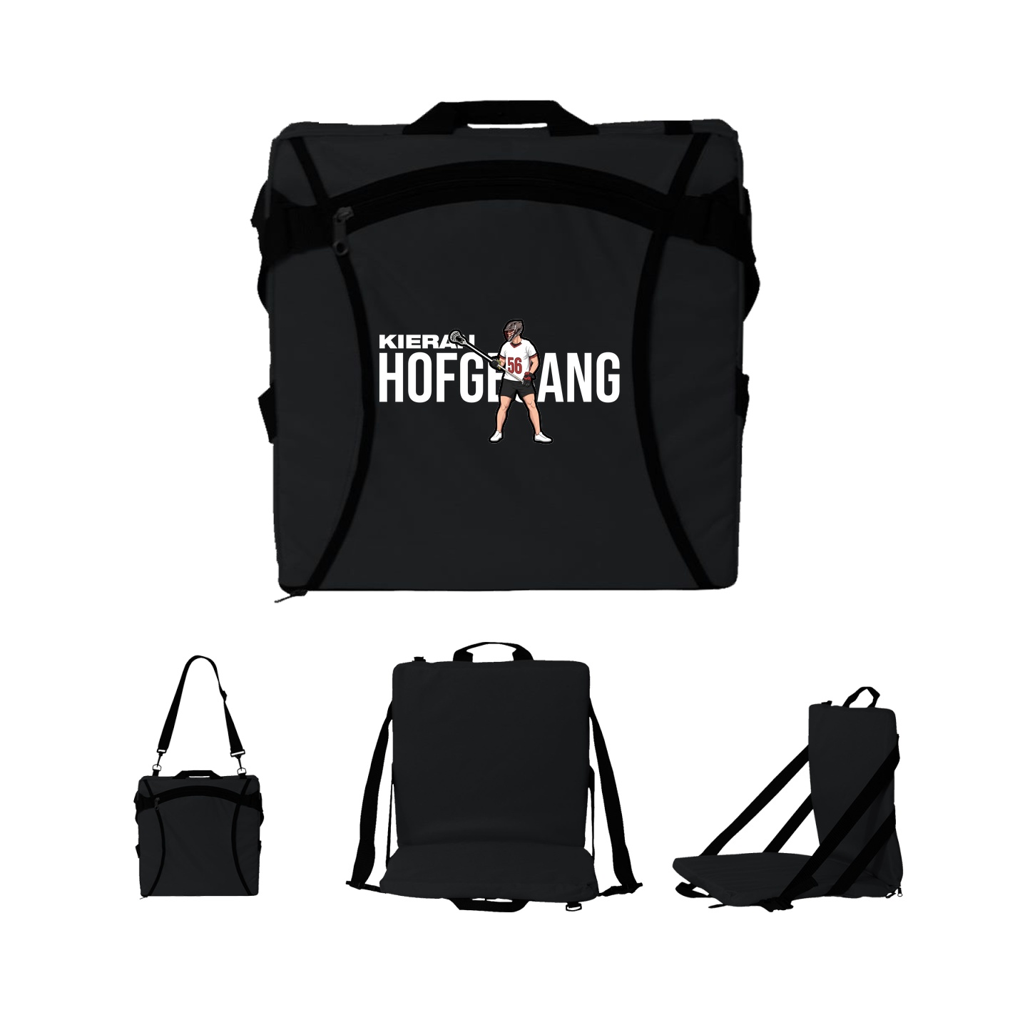 Folding Stadium Seat — Player Name in Black