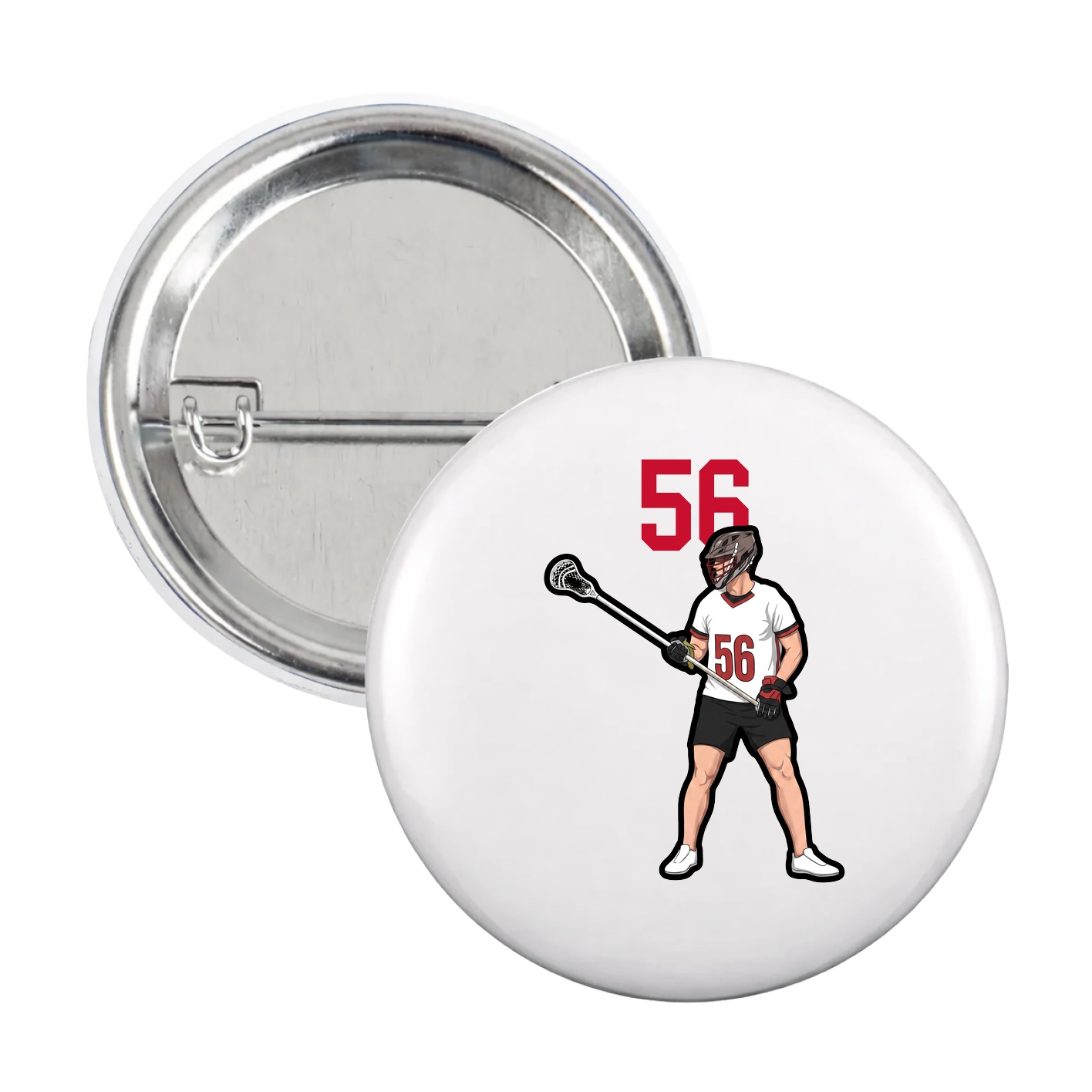 Game Day Button — Number Top in White