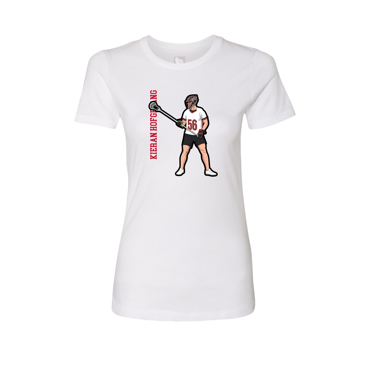Fitted Women's Tee — Name Vertical in White
