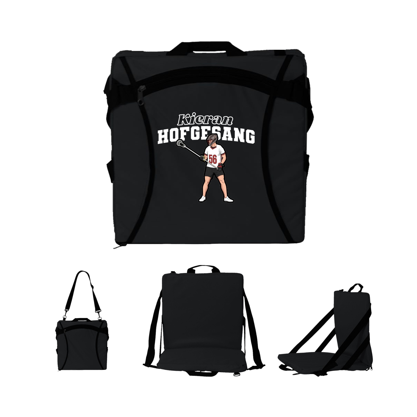 Folding Stadium Seat — Name Arch in Black