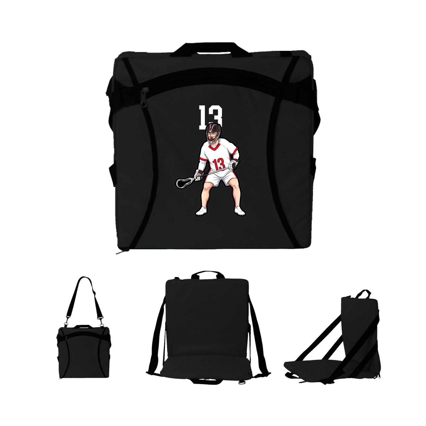 Folding Stadium Seat — Number Top in Black