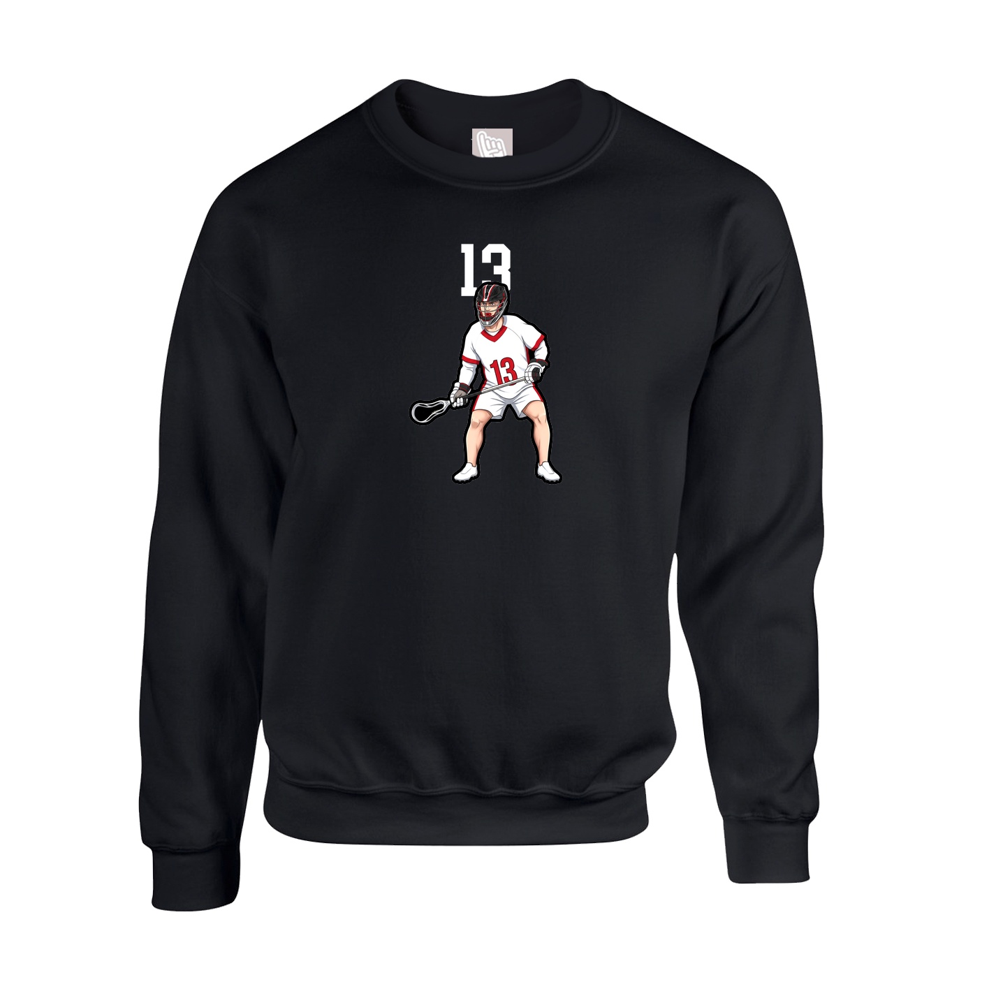 Fleece Crew — Number Top in Black