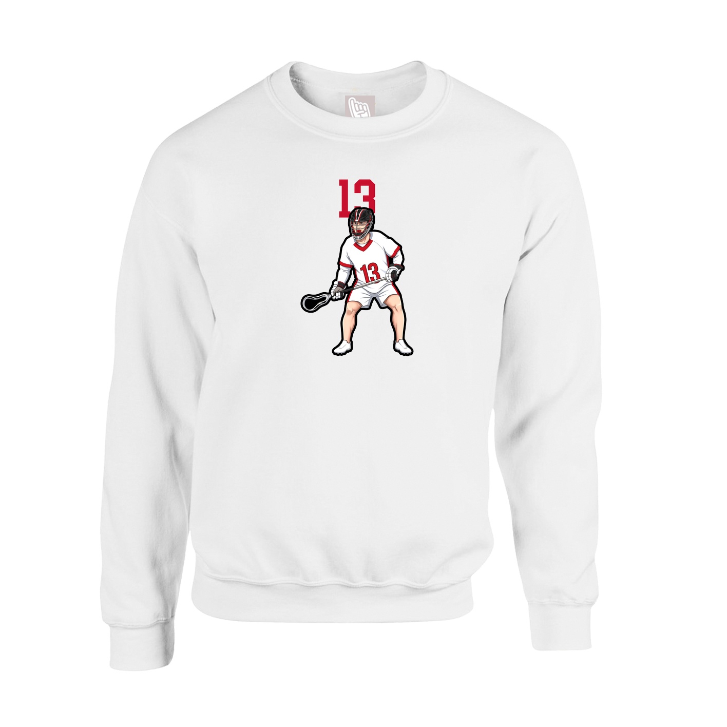 Fleece Crew — Number Top in White