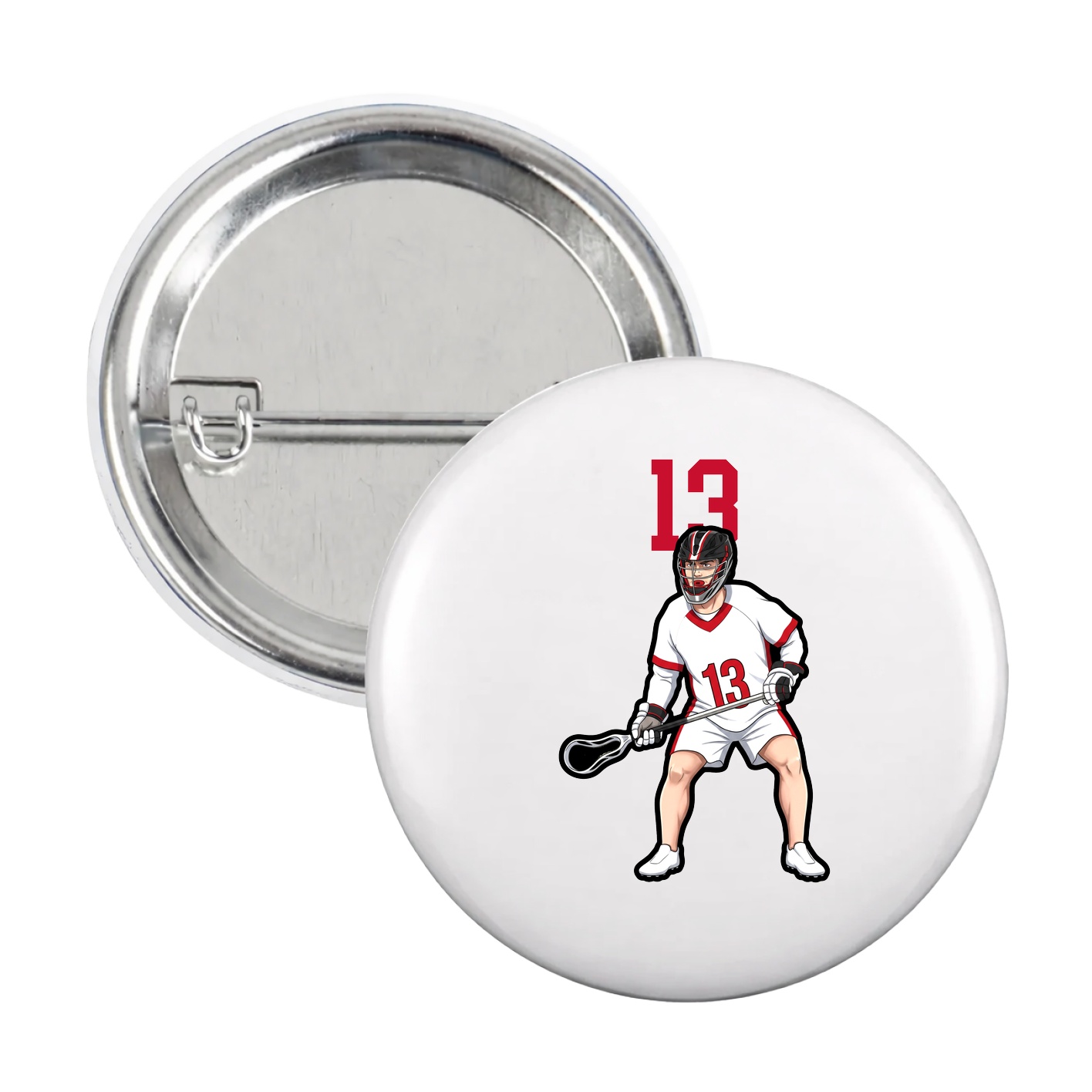 Game Day Button — Number Top in White