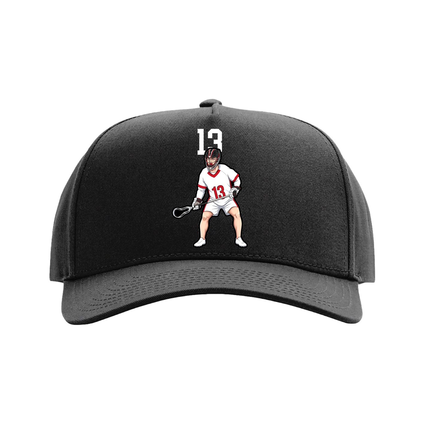Full Fabric Five-Panel Champ Cap — Number Top in Black