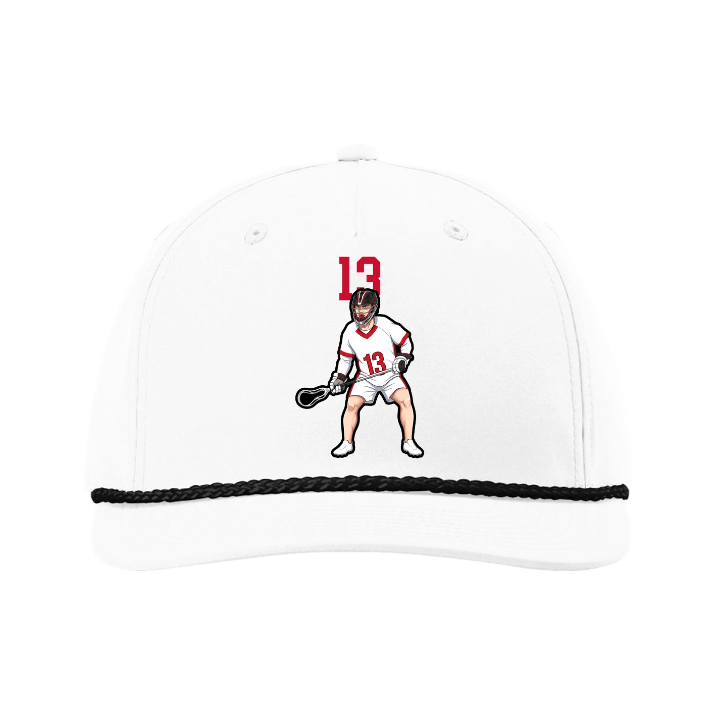 Five-Panel Classic Rope Cap — Number Top in White