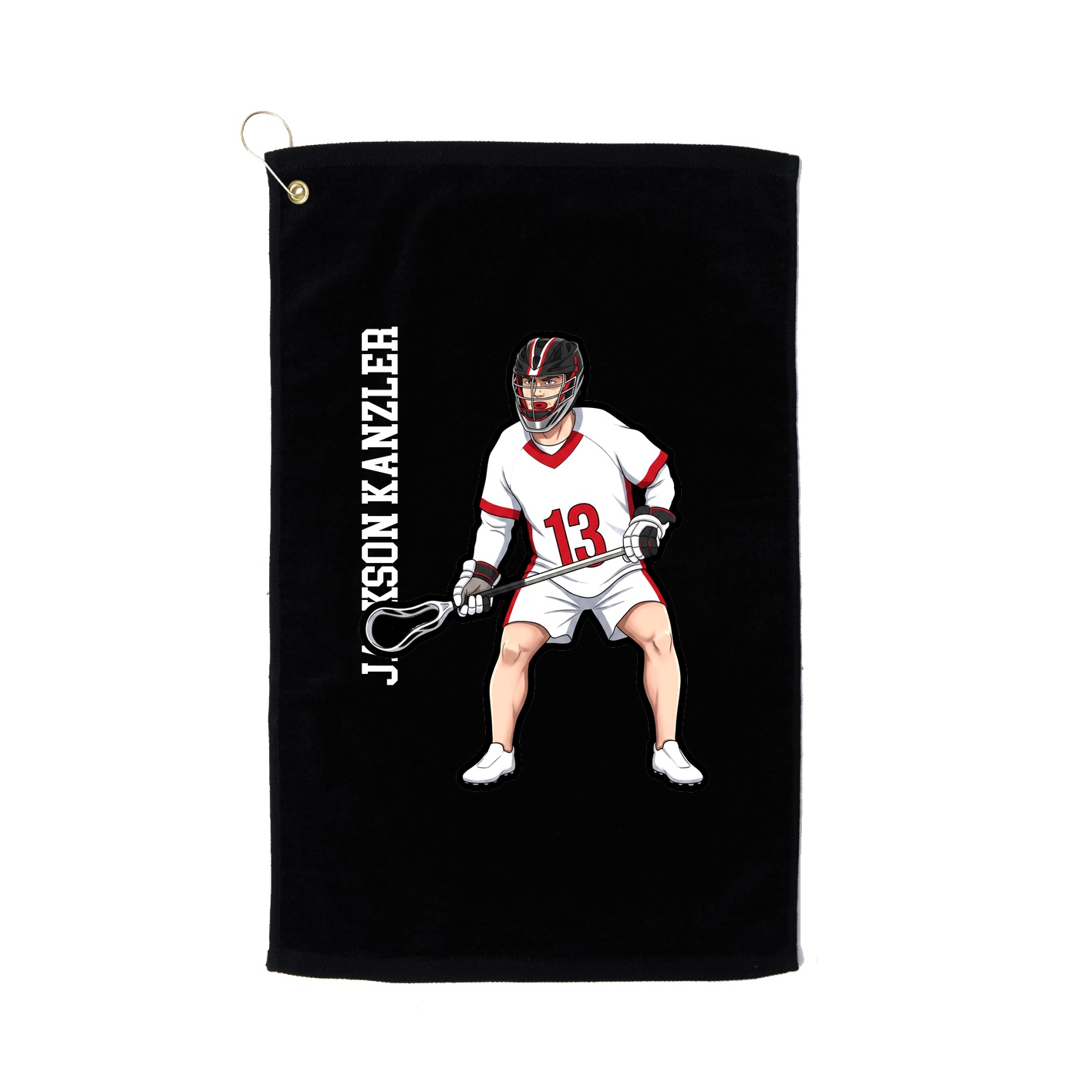 Golf Towel — Name Vertical in Black
