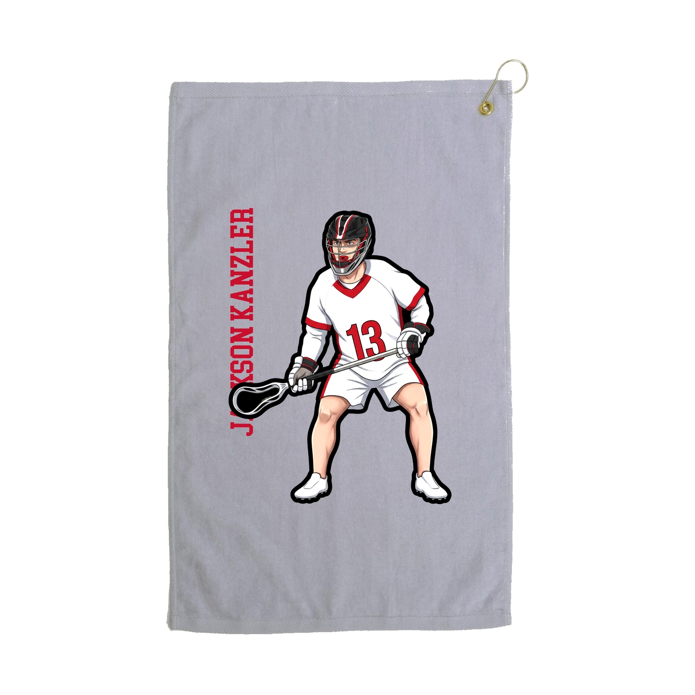 Golf Towel — Name Vertical in Grey