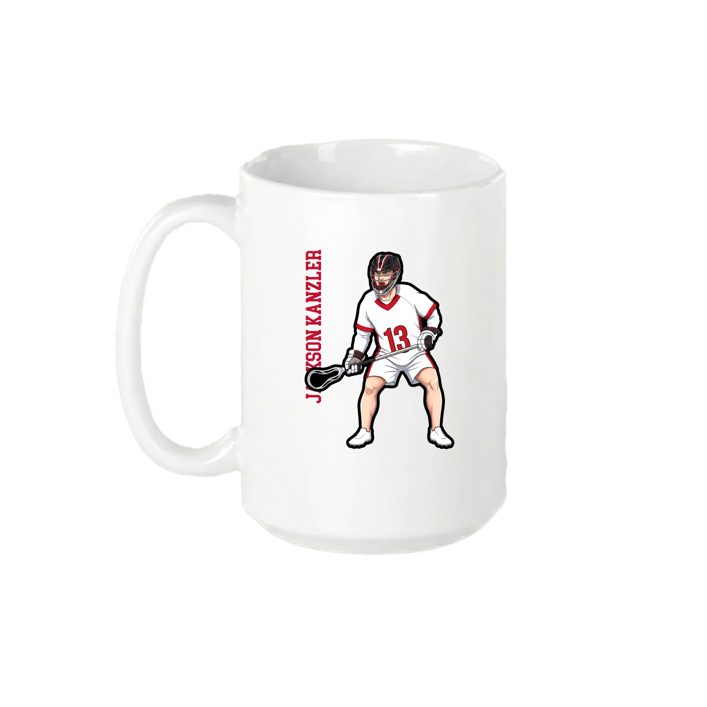 15oz Coffee Mug — Name Vertical in White