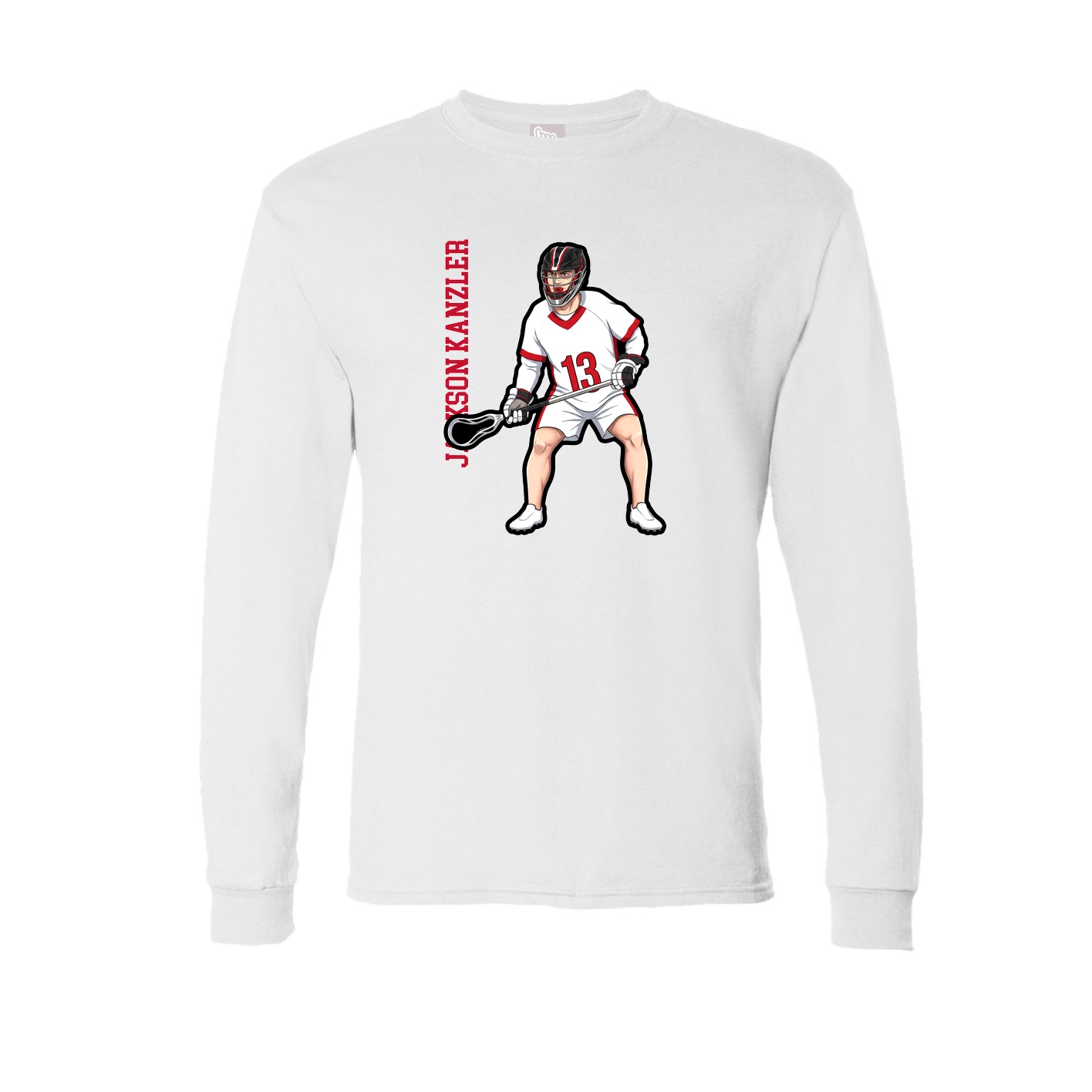 Long Sleeve Tee — Name Vertical in White